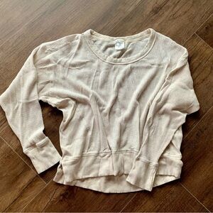 aerie offline cream waffle knit long sleeve top